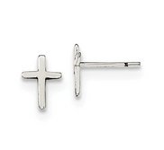 Sterling Silver Polished and Antiqued Cross Post Earrings