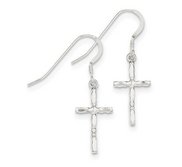 Sterling Silver Polished Cross Earrings