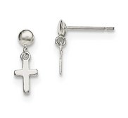 Sterling Silver Rhodium plated CZ Cross Earrings