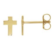 14K Yellow Gold or White Gold  Cross Earrings