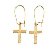 14K Yellow Gold Cross Earrings