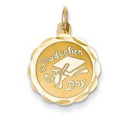 Floral Shaped Diamond Cut Graduation Pendant Charm