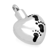 Stainless Steel Footprint Heart Cremation   Ash Holder