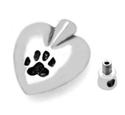 Stainless Steel Paw Print Heart Cremation   Ash Holder