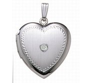 Sterling Silver Cremation   Hair Locket w  Diamond Center