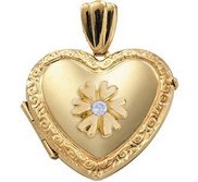 14K Yellow Cremation   Hair Locket w  Diamond Center