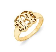 Personalized Vine Script Cut Out Monogram Signet Ring