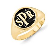 Personalized Antiqued Block Monogram Signet Ring