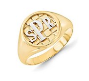 Personalized Signet Monogrammed Two Tone Ring