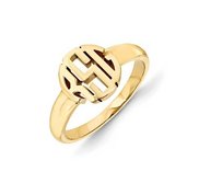 Personalized Round Block Cut Out Monogram Signet Ring