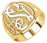 Personalized Script Round Monogram Signet Ring