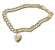 14K Yellow Gold Heart Shaped  I Love You  Locket Bracelet