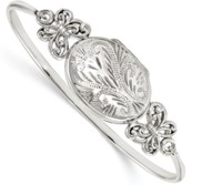 Sterling Silver Oval Butterfly Design Locket Bangle Bracelet