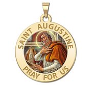 Saint Augustine of Hippo Round Color Religious Medal  EXCLUSIVE 