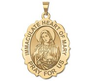 Immaculate Heart of Mary Scalloped Oval Religious Medal  EXCLUSIVE 