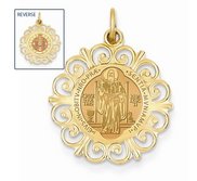 Saint Bendedict Double Sided Round Filigree Religious Medal   EXCLUSIVE 