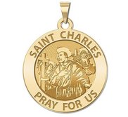 Saint Charles Borromeo w  Angels Round Religious Medal    EXCLUSIVE 