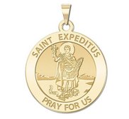 Saint Expeditus Round Religious Medal   EXCLUSIVE 