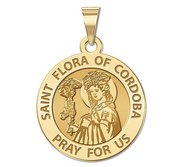 Saint Flora of Cordoba Round Religious Medal   EXCLUSIVE 