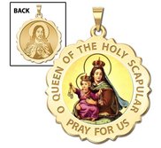 Scapular Scalloped Round Religious Medal  Color EXCLUSIVE 