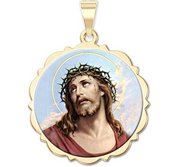 Ecce Homo Scalloped Round Religious Medal  Color EXCLUSIVE 