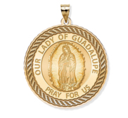 Our Lady of Guadalupe Round Rope Border Religious Medal