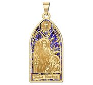 Saint Raphael   Stained Glass Religious Medal  EXCLUSIVE 