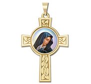 Our Lady of Sorrows Cross Religious Medal  Color EXCLUSIVE 