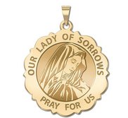 Our Lady of Sorrows Scalloped Round Religious Medal  EXCLUSIVE 