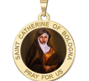 Saint Catherine of Bologna Round Religious Medal Color