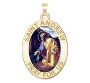 Saint Andrew Oval Religious Medal  Color EXCLUSIVE 