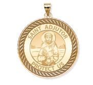 Saint Adjutor Round Rope Border Religious Medal