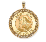 Saint Rita Round Rope Border Religious Medal