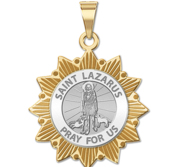 Saint Lazarus Two Tone Sun Border Religious Medal  EXCLUSIVE 