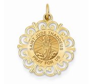 Saint Jude Thaddeus Round Filigree Religious Medal   EXCLUSIVE 