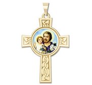 Saint Joseph Cross Religious Medal   Color EXCLUSIVE 