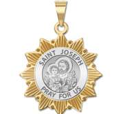 Saint Joseph Two Tone Sun Border Religious Medal  EXCLUSIVE 