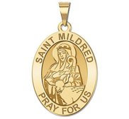 Saint Mildred Oval Religious Medal  EXCLUSIVE 