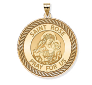 Saint Rose of Lima Round Rope Border Religious Medal