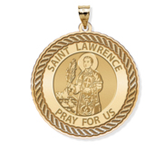 Saint Lawrence Round Rope Border Religious Medal