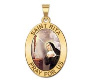 Saint Rita Oval Religious Medal Color  EXCLUSIVE 