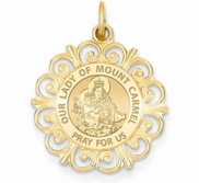 Our Lady of Mount Carmel Round Filigree Religious Medal   EXCLUSIVE 