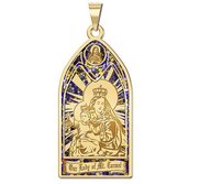 Our Lady of Mount Carmel Scapular   Stained Glass Religious Medal  EXCLUSIVE 