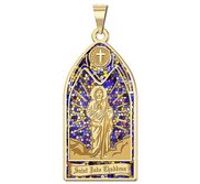 Saint Jude Thaddeus   Stained Glass Religious Medal  EXCLUSIVE 