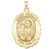 Saint Joseph Religious Scalloped Oval Medal  EXCLUSIVE 