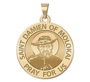 Saint Damien of Molokai Round Religious Medal   EXCLUSIVE 