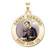 Saint Gerard Round Religious Medal  Color EXCLUSIVE 