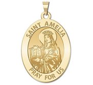 Saint Amelia Religious Medal   Oval  EXCLUSIVE 