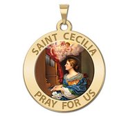 Saint Cecilia Round Color Religious Medal  Piano Organ     EXCLUSIVE 