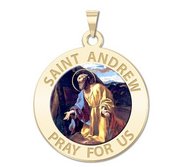 Saint Andrew Round Religious Medal  Color EXCLUSIVE 